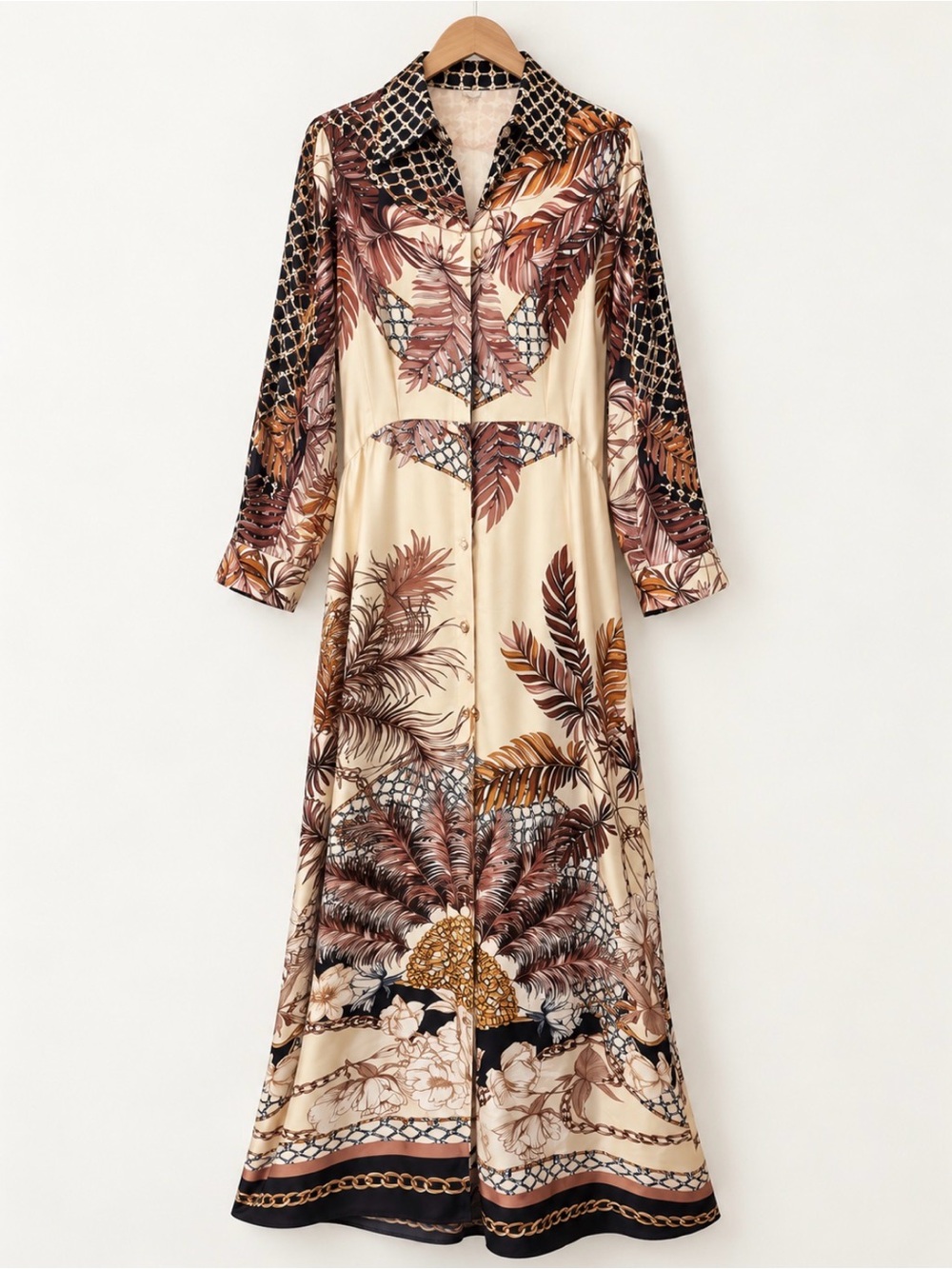 Louisa Spagnoli Cream Botanical Print Silk Dress
